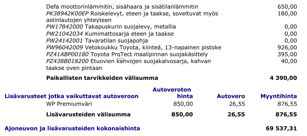 varustetarjous